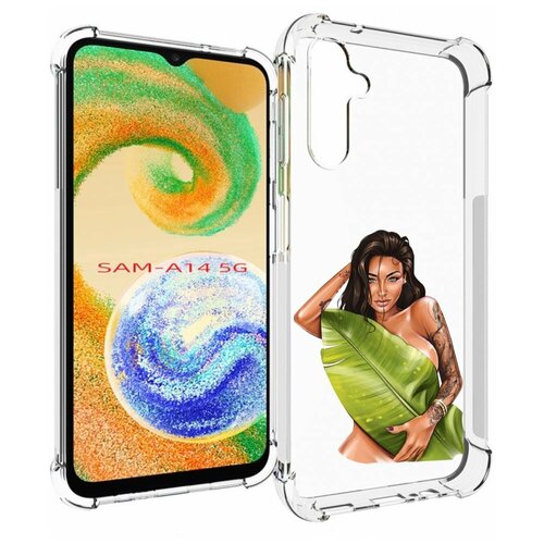 Чехол MyPads девушка-модель-с-большим-листом женский для Samsung Galaxy A14 4G/ 5G задняя-панель-накладка-бампер