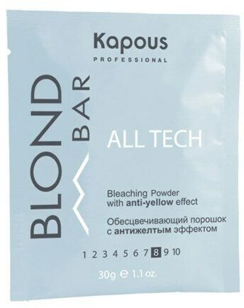 Обесцвечивающий порошок Kapous Blond Bar All tech с антижелтым эффектом, 30гр