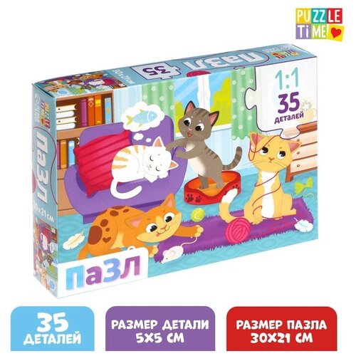 Пазл для детей Puzzle Time Кошачий мир, 35 деталей пазл кошачий мир 35 деталей puzzle time