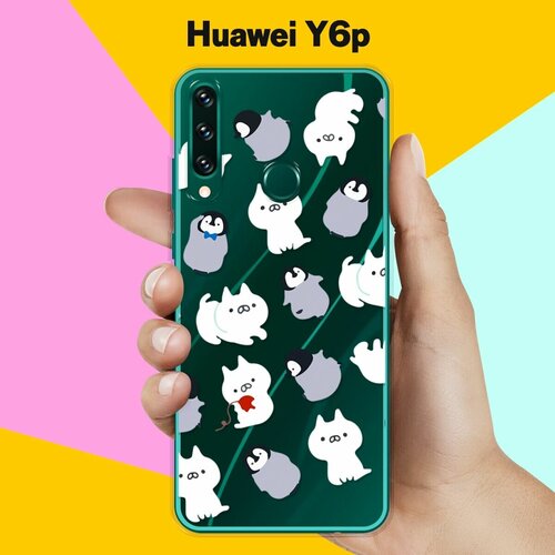 Силиконовый чехол Котики и пингвины на Huawei Y6p