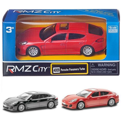 Машинка металлическая RMZ City 1:43 Porsche Panamera Turbo, без механизмов, 2 цвета (черный/красный) - Uni-Fortune [444009] машина металлическая porsche panamera turbo масштаб 1 43 цвет чёрный 4839906