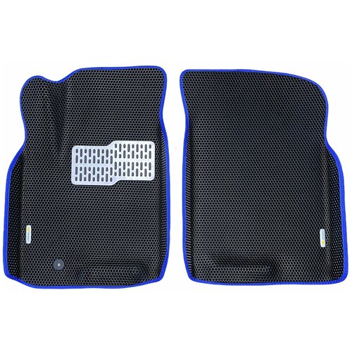 Автомобильные коврики ЕВА EVA ЭВА с бортами 3д 3D / 2 передних коврика для Chevrolet Captiva (5 мест) рестайлинг 2011-2016 Шевроле Каптива черный(сота)-синий