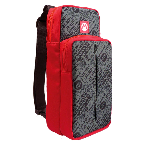 фото Hori сумка go pack mario для консоли nintendo switch и аксеcсуаров (nsw-099u) серый/красный