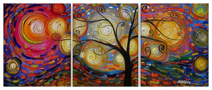 Модульная картина на холсте "Дерево желаний" 150x62 см