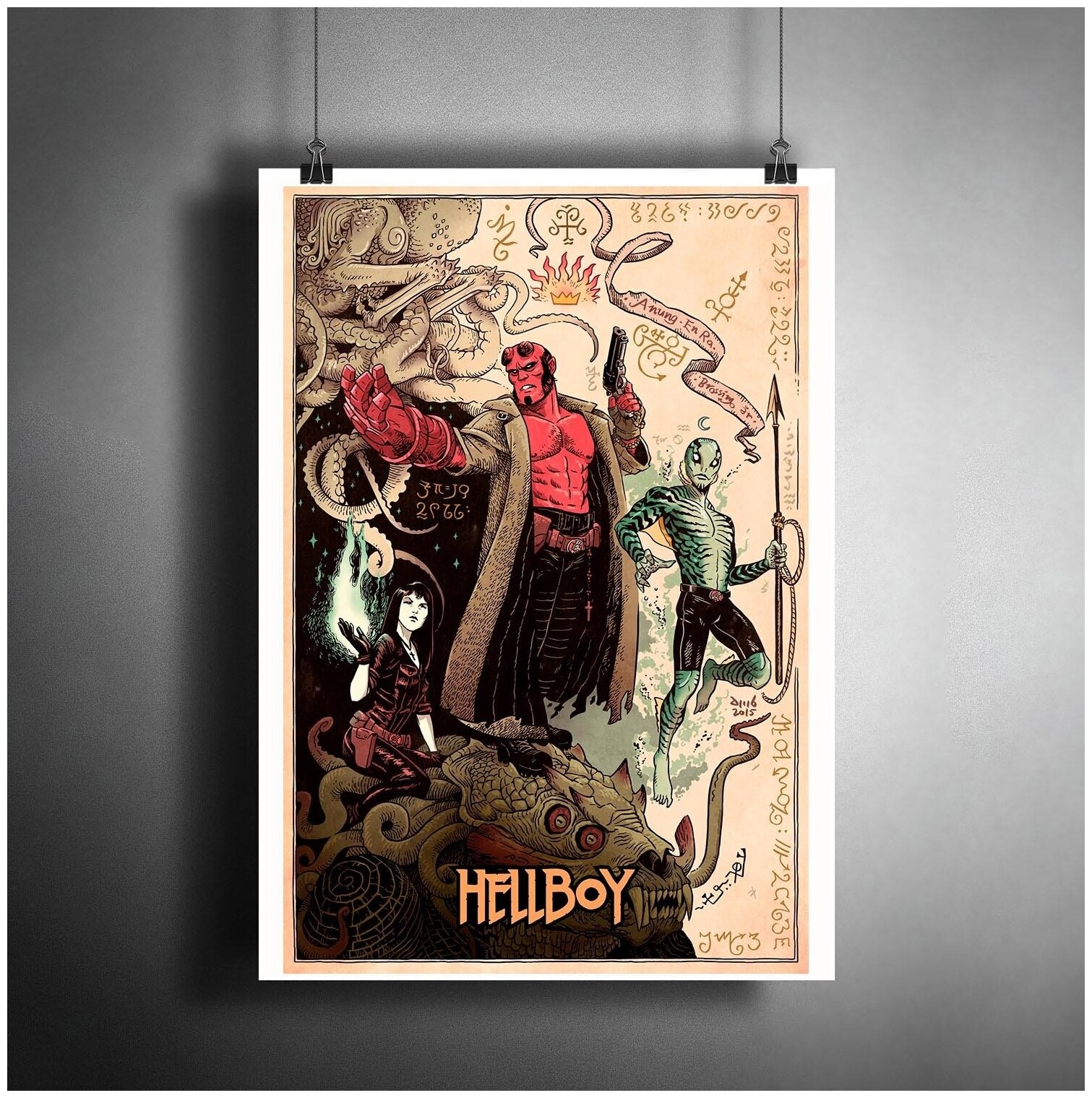 Постер плакат для интерьера "Hellboy. Хеллбой. Фильм. Комиксы"/ Декор дома офиса. A3 (297 x 420 мм)