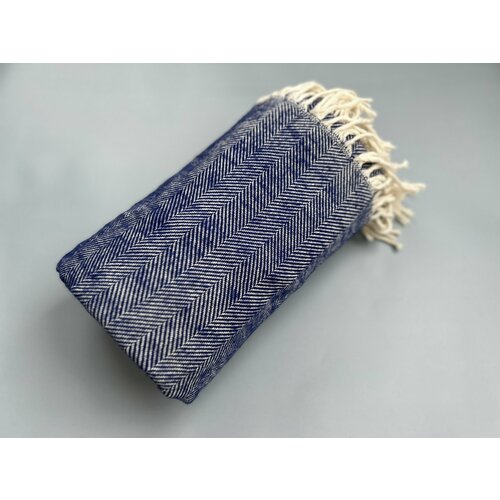 Плед 100% хлопок 145x180 Елочка (сумеречный синий)