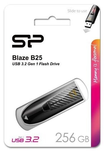 Флеш накопитель 256Gb Silicon Power Blaze B25, USB 3.2, Черный