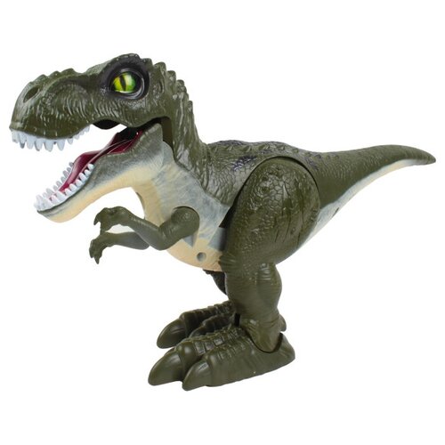 динозавр t rex на ру свет звук в коробке светятся глаза подвижные конечности рычит 9989 Робот ROBO ALIVE Атакующий тираннозавр, зеленый
