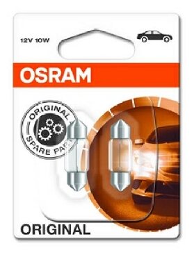 Лампа автомобильная Osram C10W (SV8.5/8) 31мм (бл. 2шт) 12V, 6438-02B