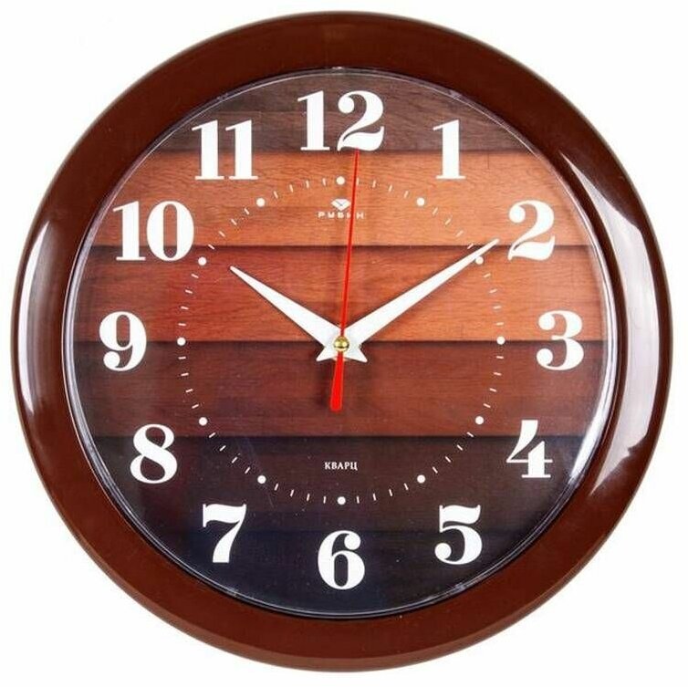 Настенные часы кварцевые Рубин - Паркет круг 23 см цвет коричневый 1 шт.