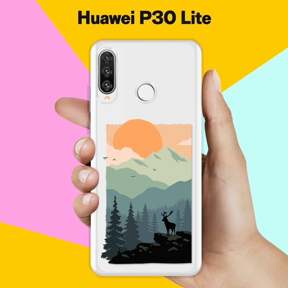 Силиконовый чехол Горы и лес на Huawei P30 Lite