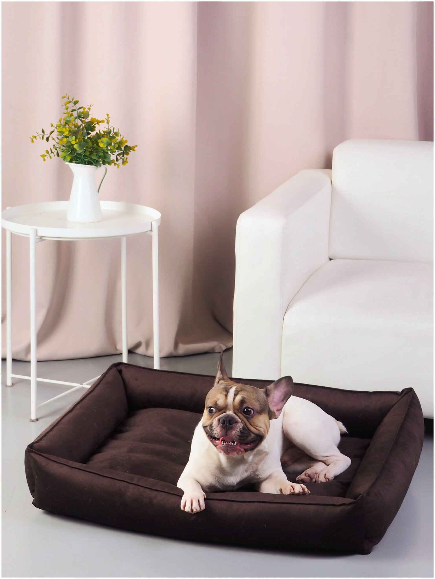 Лежанка-диван для собак средних и мелких пород со съемным чехлом. Размер 80х60. Шоколад. - фотография № 8