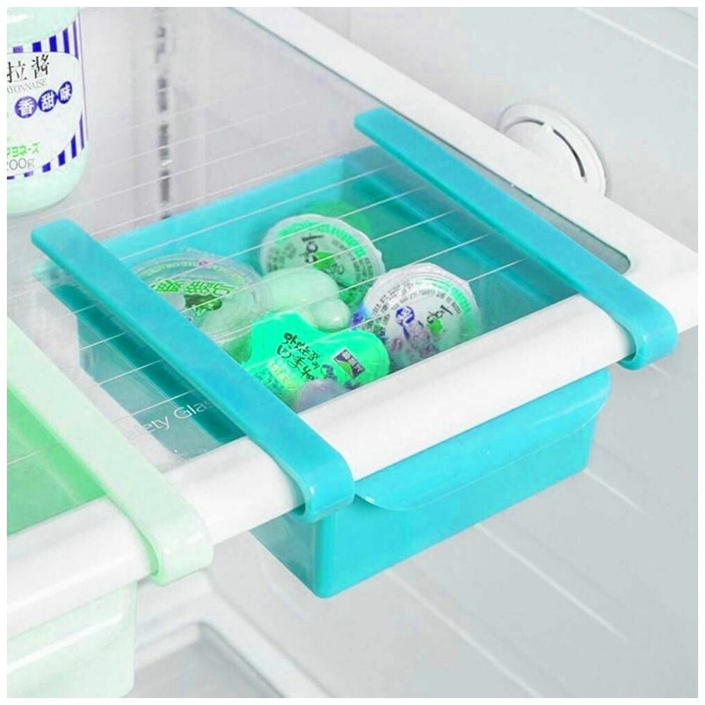 Подвесной контейнер - органайзер для холодильника голубой