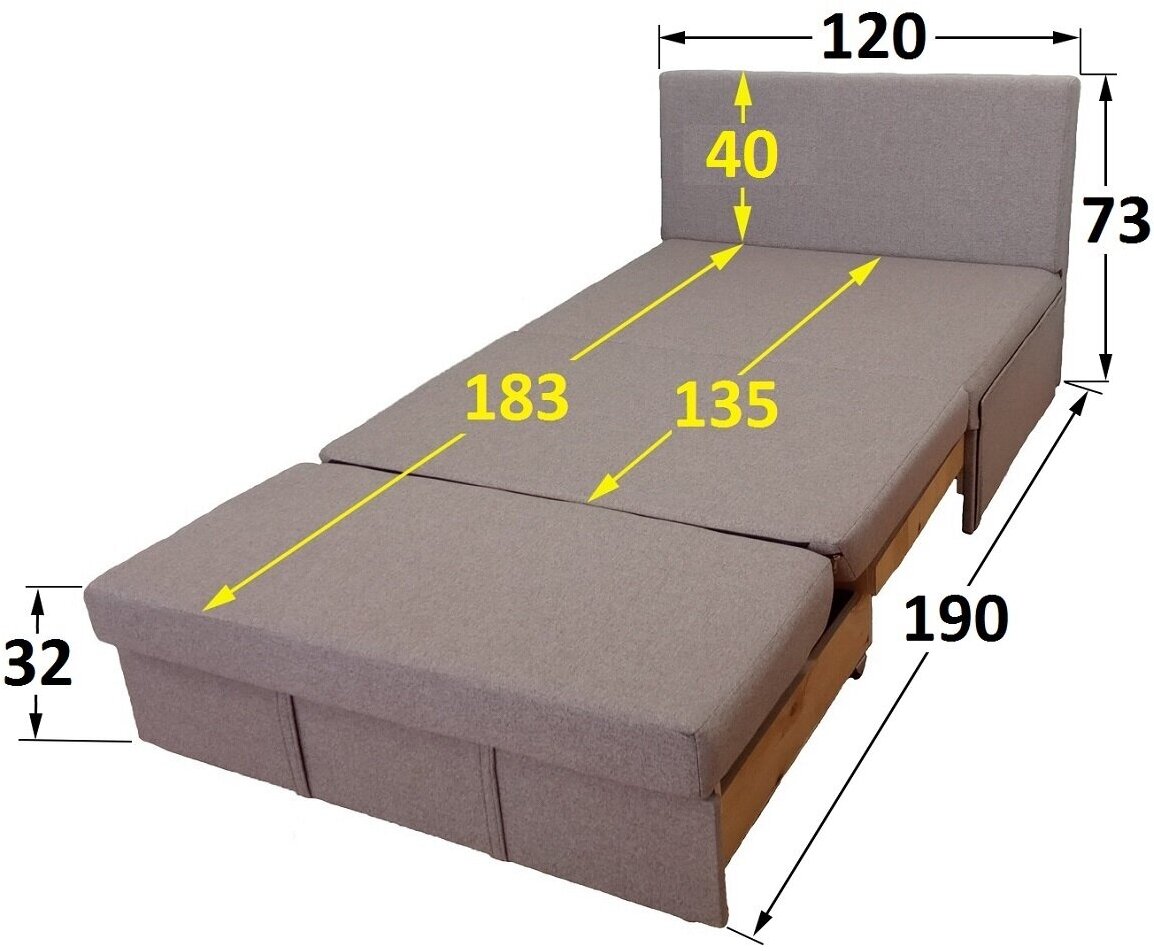 Диван-кровать StylChairs Сёма, ширина 120 см, без подлокотников, обивка: ткань рогожка, цвет: бежево-коричневый - фотография № 12