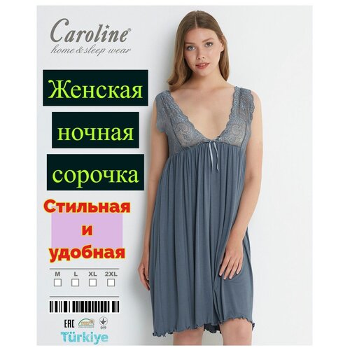 Сорочка , размер 46, голубой, синий