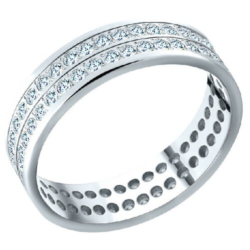 Кольцо обручальное Крымский ювелирный завод, белое золото, 585 проба, фианит, размер 16.5, золотой, белый