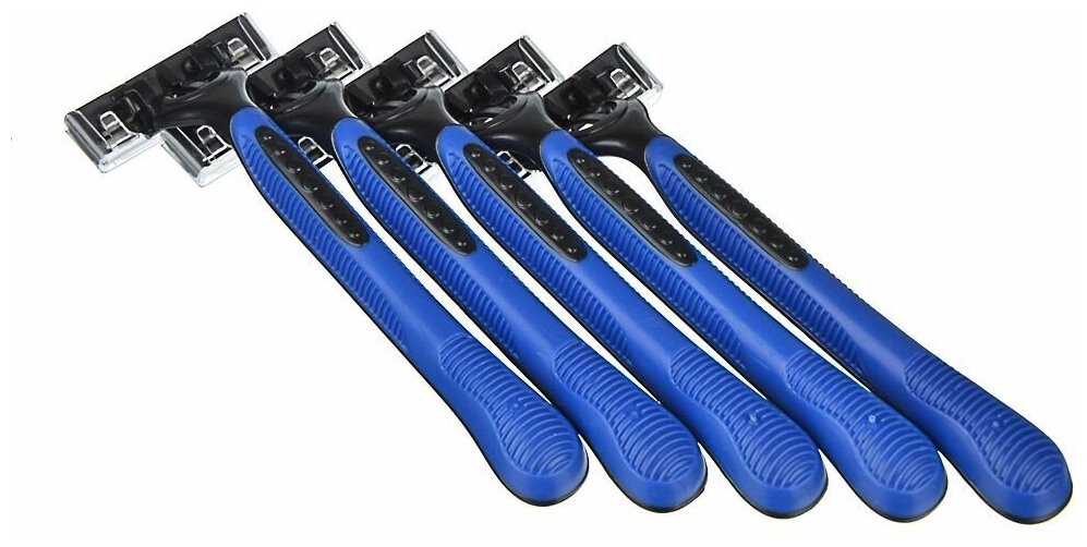 фото Станки для бритья с тройным лезвием 5шт для мужчин, плавающая головка, силикон, пластик