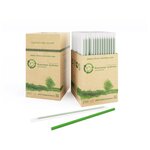 Бумажные трубочки для напитков «чистая страна» - 250 шт. 197/6 мм, цвет зелёный, в индивидуальной упаковке - изображение