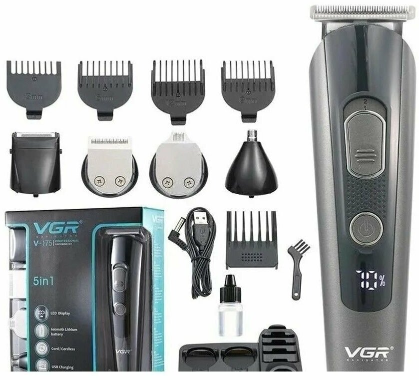 Триммер для волос бороды усов VGR V-175 профессиональный . Машинка для стрижки 5 в 1 - фотография № 16