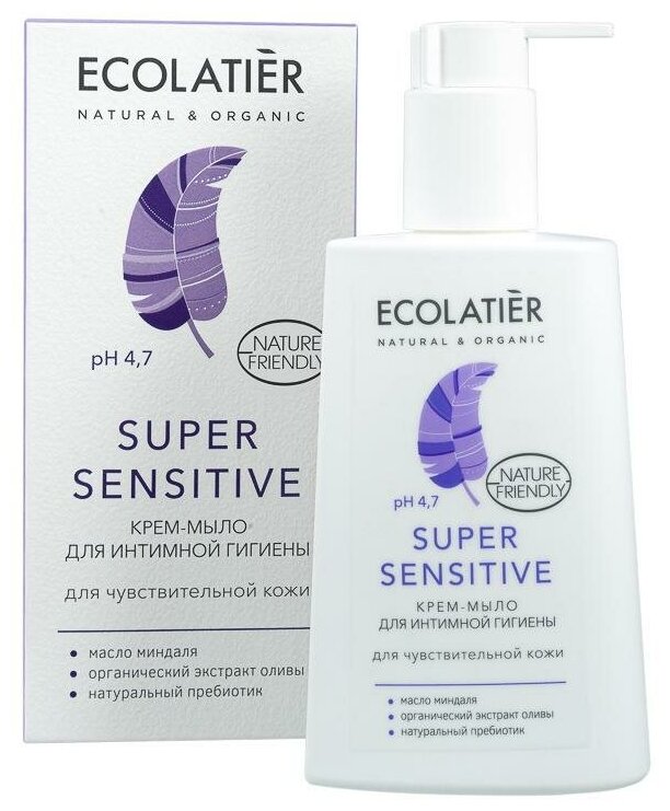 Ecolatier Крем-мыло для интимной гигиены Super Sensitive для чувствительной кожи, 250 мл, Ecolatier