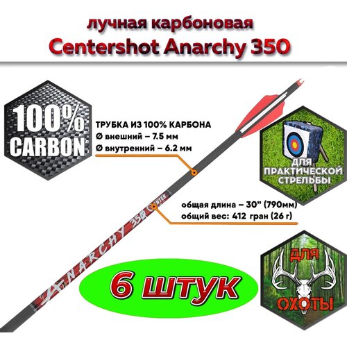Стрела лучная карбоновая Centershot Anarchy 350 ( 6 шт. )