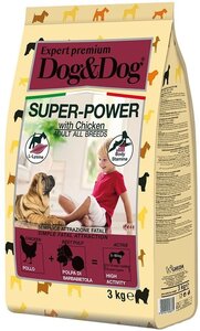Корм Dog&Dog Expert Premium Super-Power для взрослых активных собак с курицей 3 кг