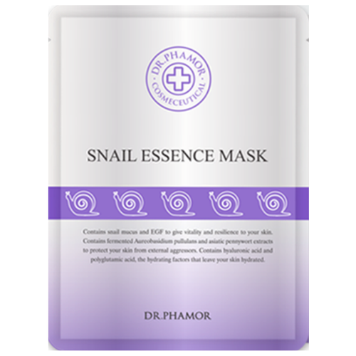 фото Dr.phamor тканевая маска snail essence с экстрактом муцина улитки, 35 г