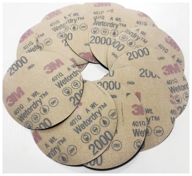 3M WetorDry Шлифовальный круг 401Q Р2000, без отверстий, 150мм. (Упаковка 5шт) - фотография № 6