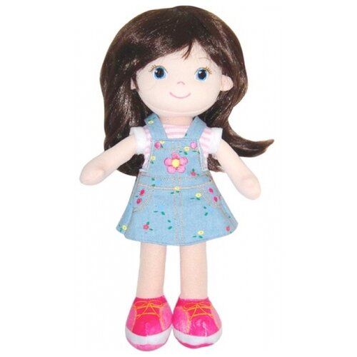 Купить Мягкая игрушка ABtoys Кукла брюнетка в синем платье, 32 см