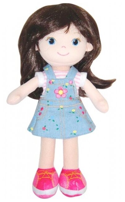 Мягкая игрушка ABtoys Кукла брюнетка в синем платье