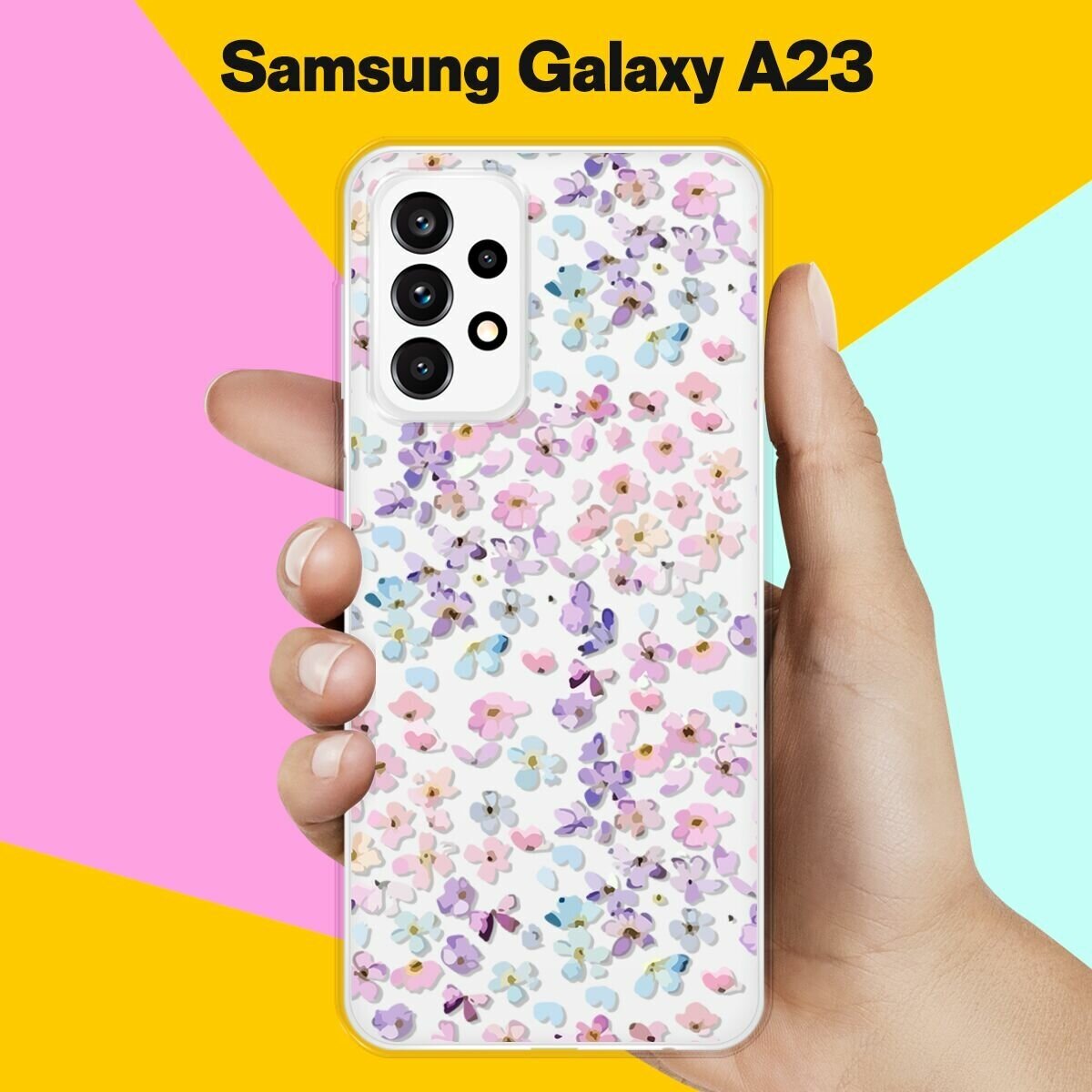 Силиконовый чехол на Samsung Galaxy A23 Розовые цветы / для Самсунг Галакси А23 5 Джи