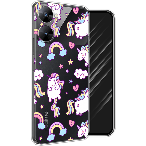 Силиконовый чехол на Realme V30 5G/V30T 5G / Реалми V30 5G/V30T 5G Sweet unicorns dreams, прозрачный силиконовый чехол на realme v30 5g реалми v30 5g расплывчатые смайлики розовые