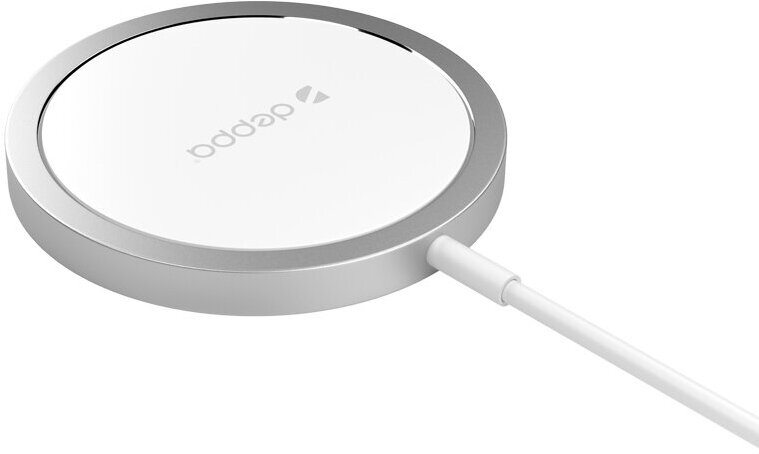 Беспроводное ЗУ MagSafe, Qi 15W, серебро, крафт, Deppa 24012-OZ