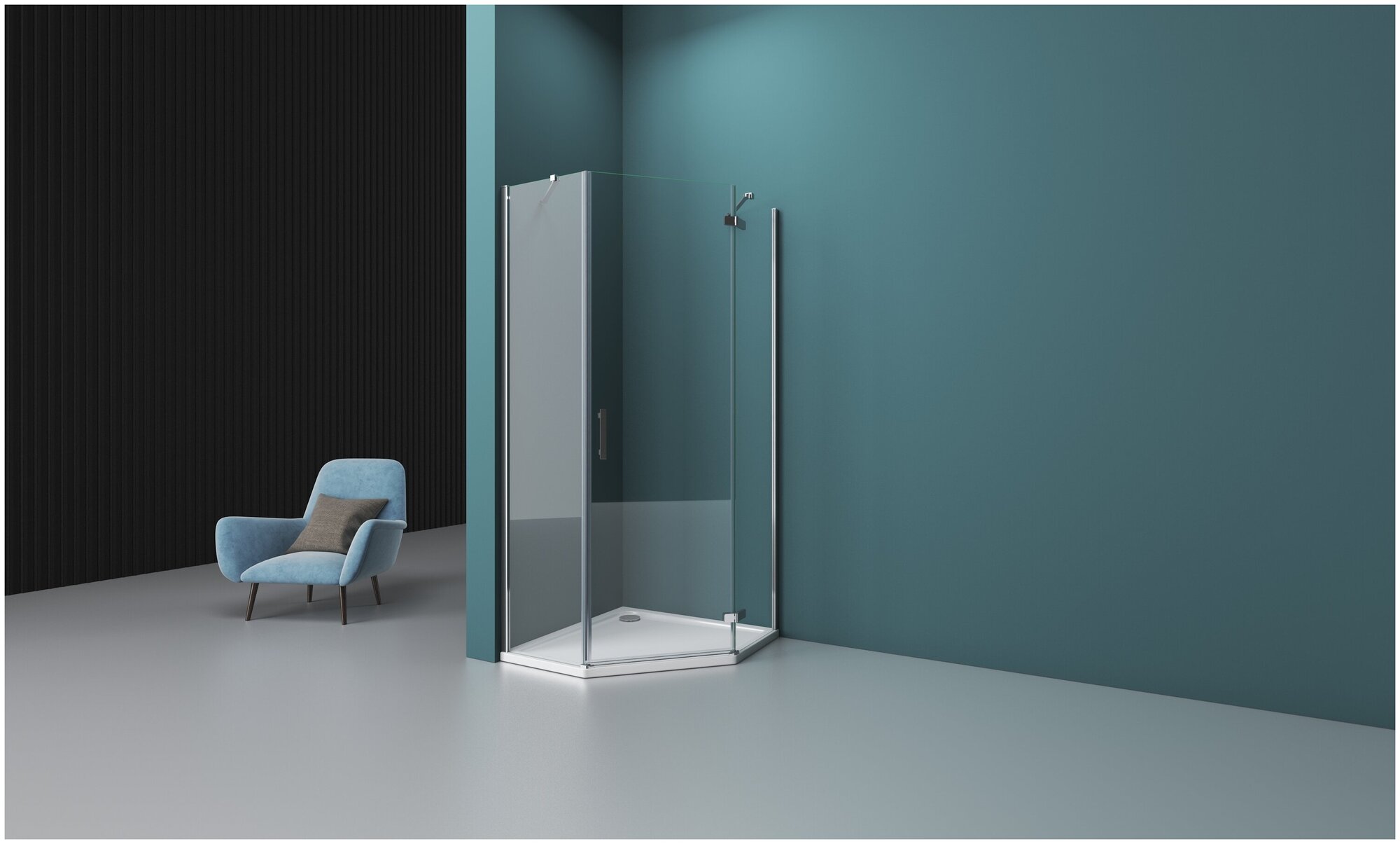 Душевой уголок BelBagno Kraft P-1-100-C-Cr L KRAFT-P-1-100-C-Cr-L