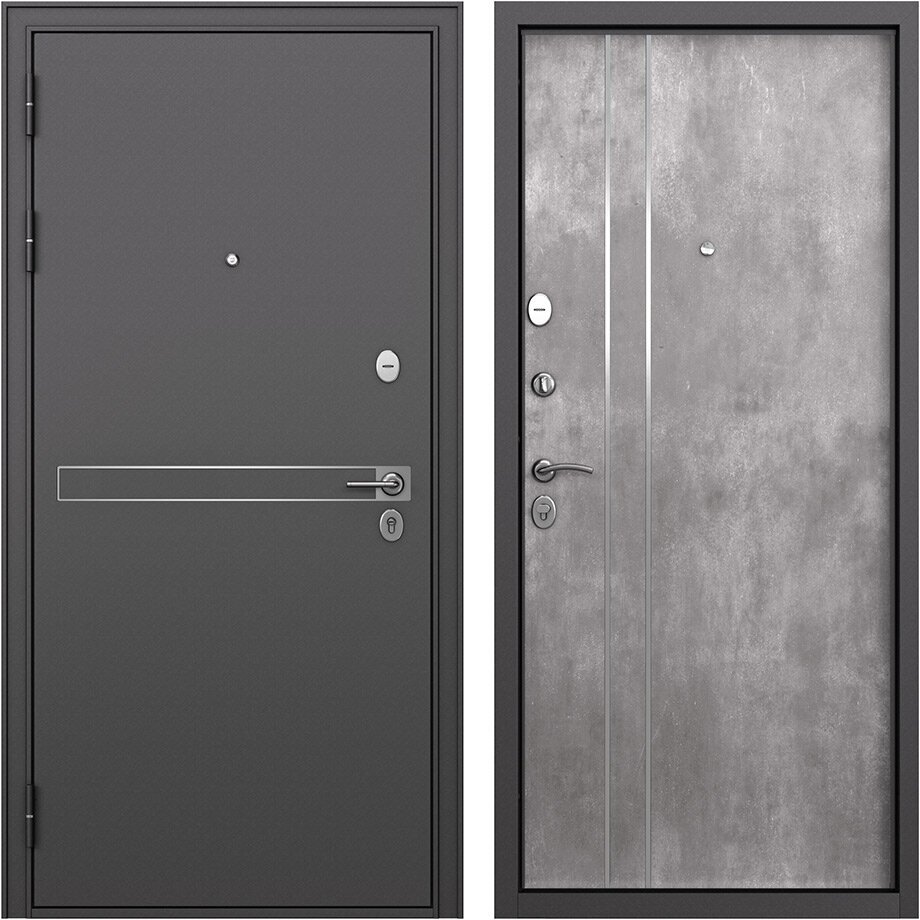 фото Дверь входная Mastino Раин левая букле графит - бетон 860х2050 мм