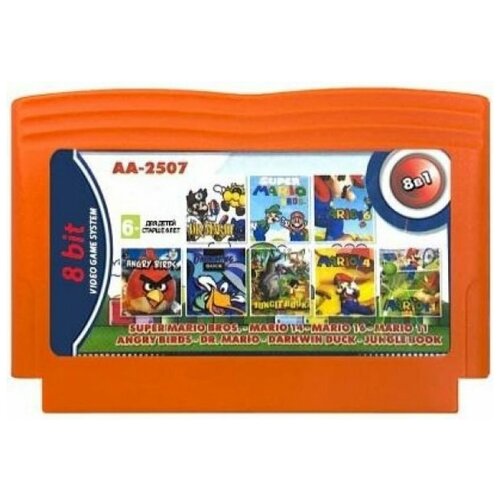 Сборник игр 8 в 1 AA-2507 ANGRY BIRDS / DARKWIN DUCK / Dr. MARIO / MARIO Bros. (8 bit) английский язык