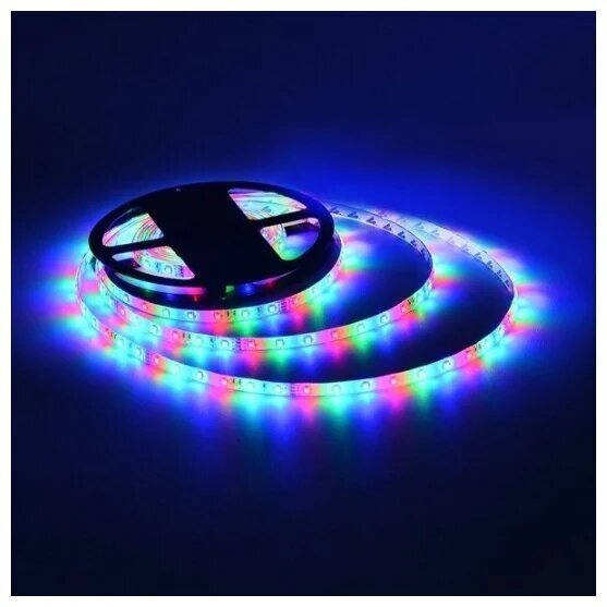 Светодиодная лента LED STRIP / цветная / 5 метров / с блоком питания и пультом LED SMD RGB светильник комплект - фотография № 4