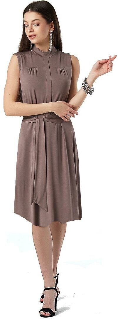 Платье Modami24, вискоза, макси, размер 46, коричневый