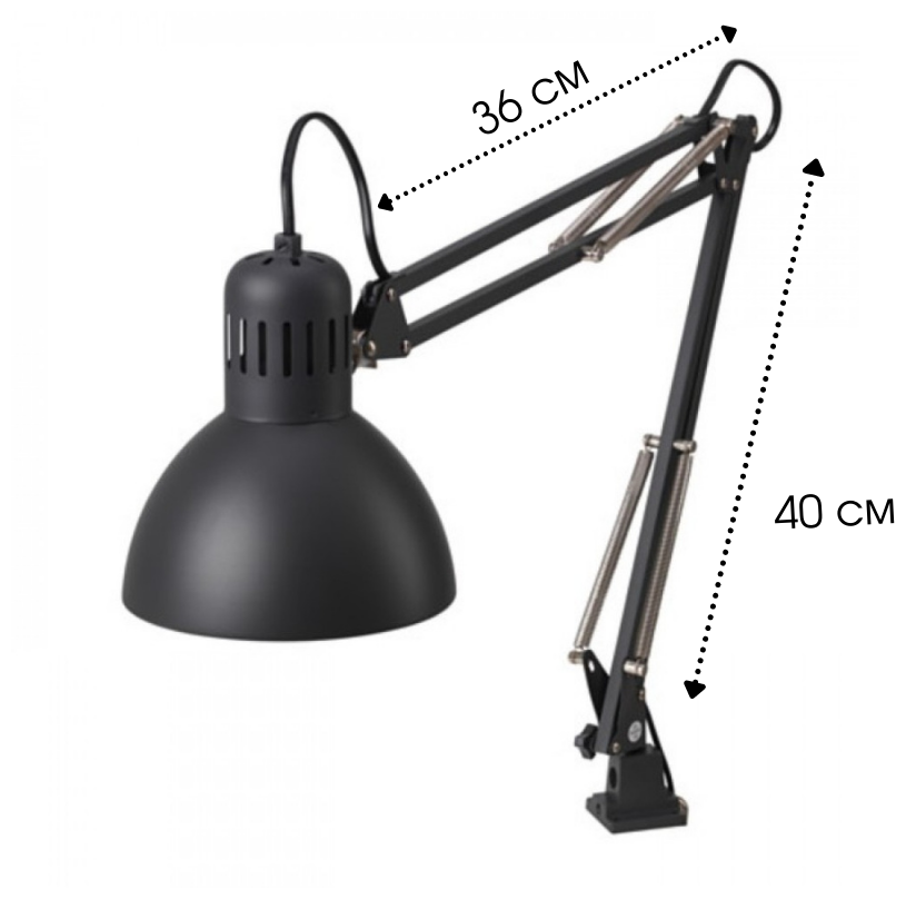Настольная лампа/ рабочая лампа настольная/ лампа для маникюра/ лампа черная 80 см