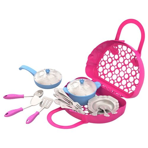 фото Набор посуды нордпласт волшебная хозяюшка 627 голубой/розовый/белый