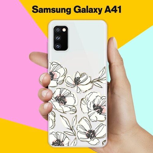 Силиконовый чехол Цветы на Samsung Galaxy A41 матовый силиконовый чехол тропические цветы графика на samsung galaxy a41 самсунг галакси а41