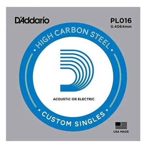 D'ADDARIO PL016 Single Plain Steel 016 одиночная струна