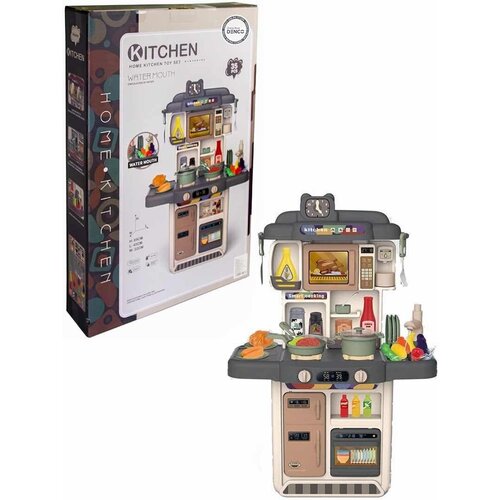 Детская игровая кухня Home Kitchen 383-053A, 35 аксессуара, высота 69 см. свет, звук, пар, бежит вода из крана детская интерактивная кухня deluxe kitchen 63 см 42 предмета вода пар свет синяя