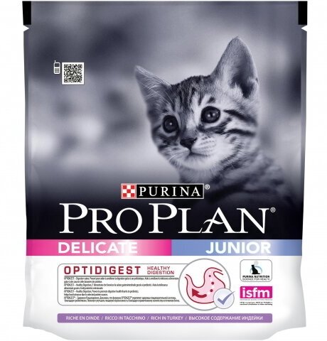 Pro Plan Junior Delicate Корм для котят с Чувствительным пищеварением с индейкой 200гр