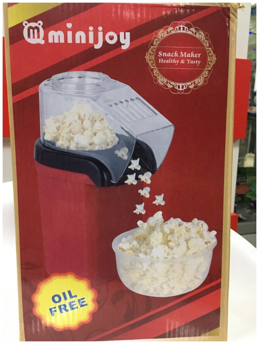 Компактный аппарат для приготовления попкорна (попкорница), бело-красный - фотография № 14