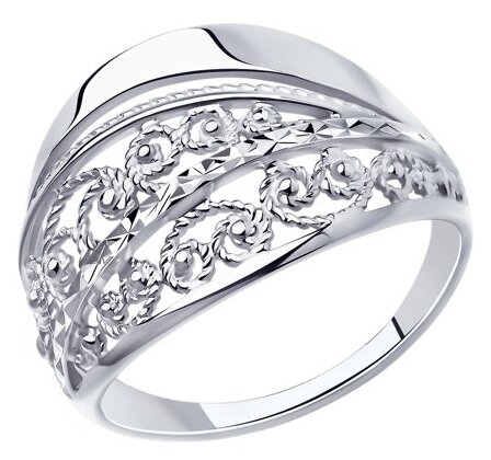 Кольцо Diamant серебро, 925 проба, размер 19