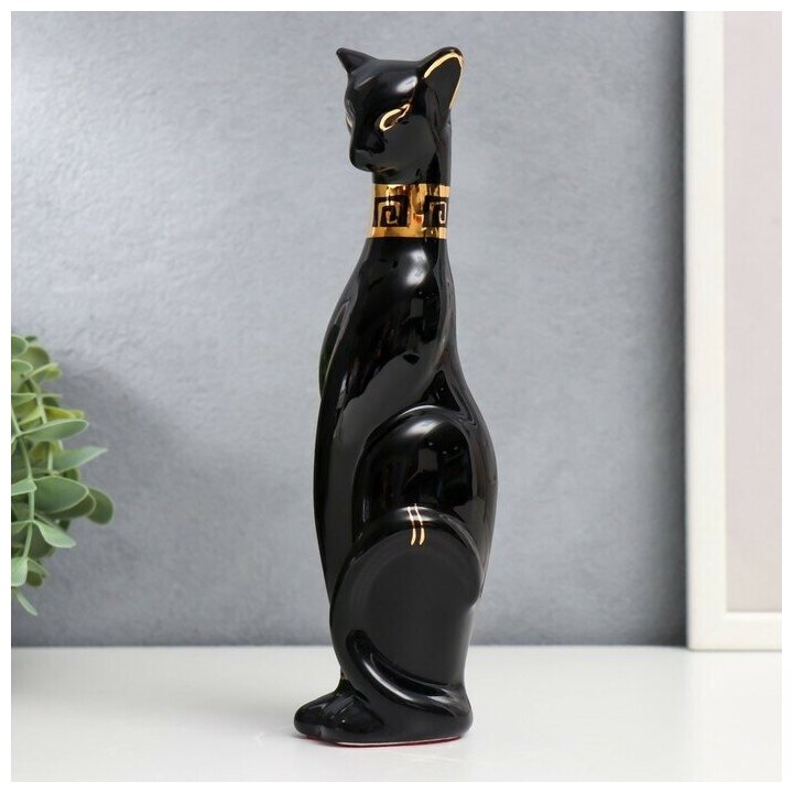 Сувенир керамика "Кошка египетская, чёрная" 23х5,5х6 см
