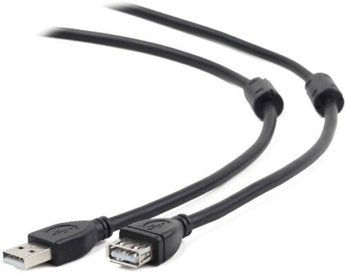 Удлинитель USB2.0 Am-Af Cablexpert CCF2-USB2-AMAF-10 Pro, экран, 2 феррита - кабель 3 метра, чёрный