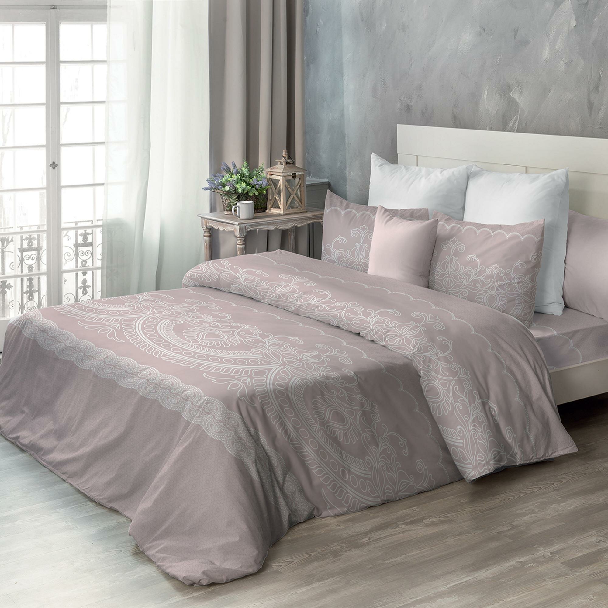 фото Комплект постельного белья из бязи 1,5СП Самойловский текстиль дизайн "Кружевная пудра", 2 наволочки 50х70, пододеяльник 145х215