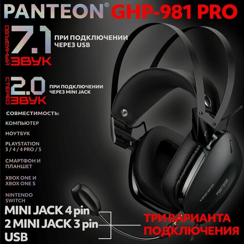 Изображение товара Игровые наушники GHP-981 PRO Black, конструкция оголовье, Surround Sound